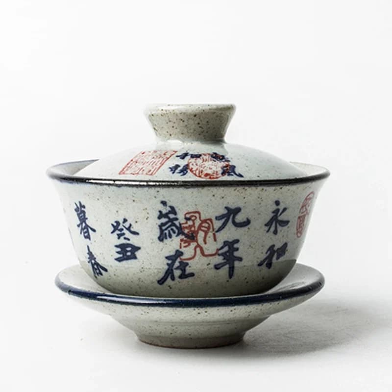 120ml Chinese Calligraphy Gaiwan For Tea Pottery Tureen With Lid Teaware Kung Fu Tea Ceremony Set Coffee Mugs Bowls Chawan