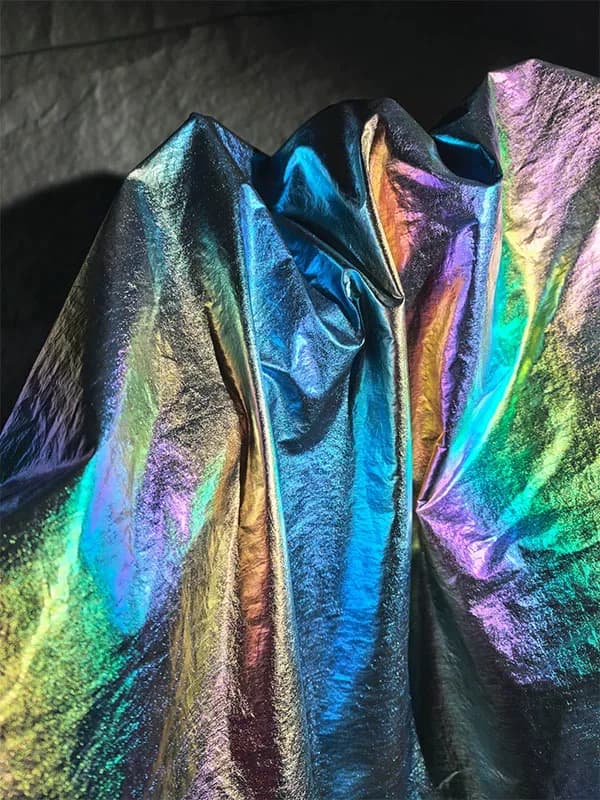 Tessuto sfumato effetto specchio da 1 yard per abbigliamento, impermeabile, anti-UV, effetto metallico, tessuto fai da te per designer