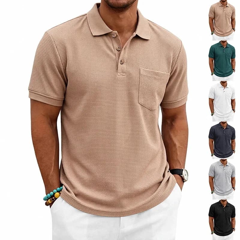 Polo da Uomo Primavera Estate 2026 con Texture Waffle, Casual Business, per Tennis e Golf