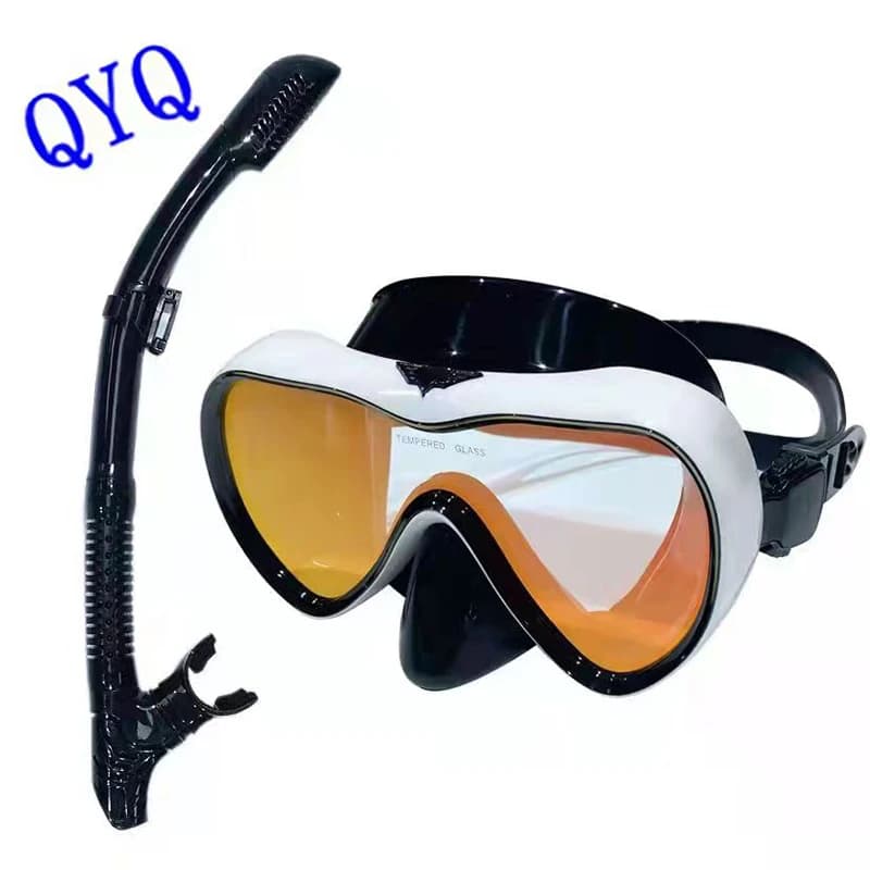 Professional waterproof silicone swim glasses soft plating glasses underwater mask with completely dry breathing tube