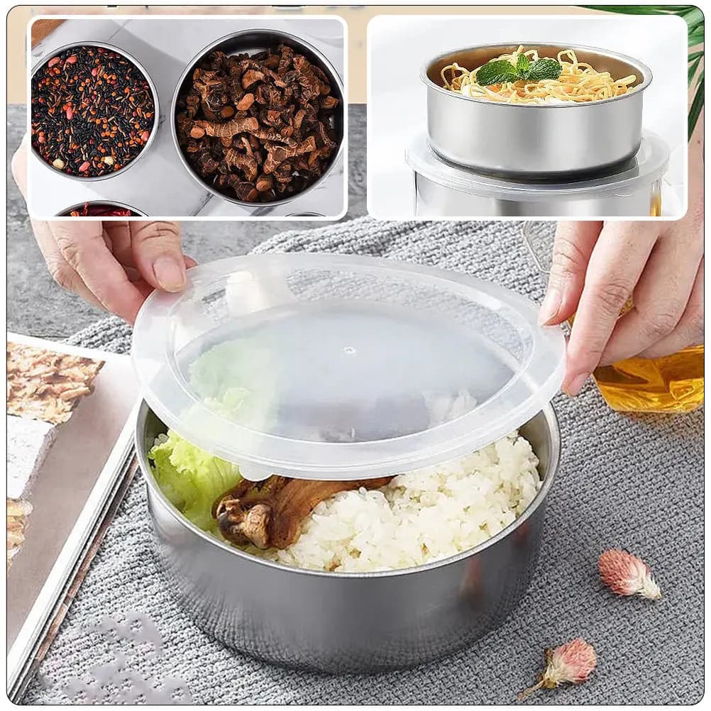 Set di Contenitori per Alimenti con Coperchio Ermetico, Multiuso per Mantenere Freschi Riso, Noodles, Insalata, Snack, Dessert, per Casa e Campeggio