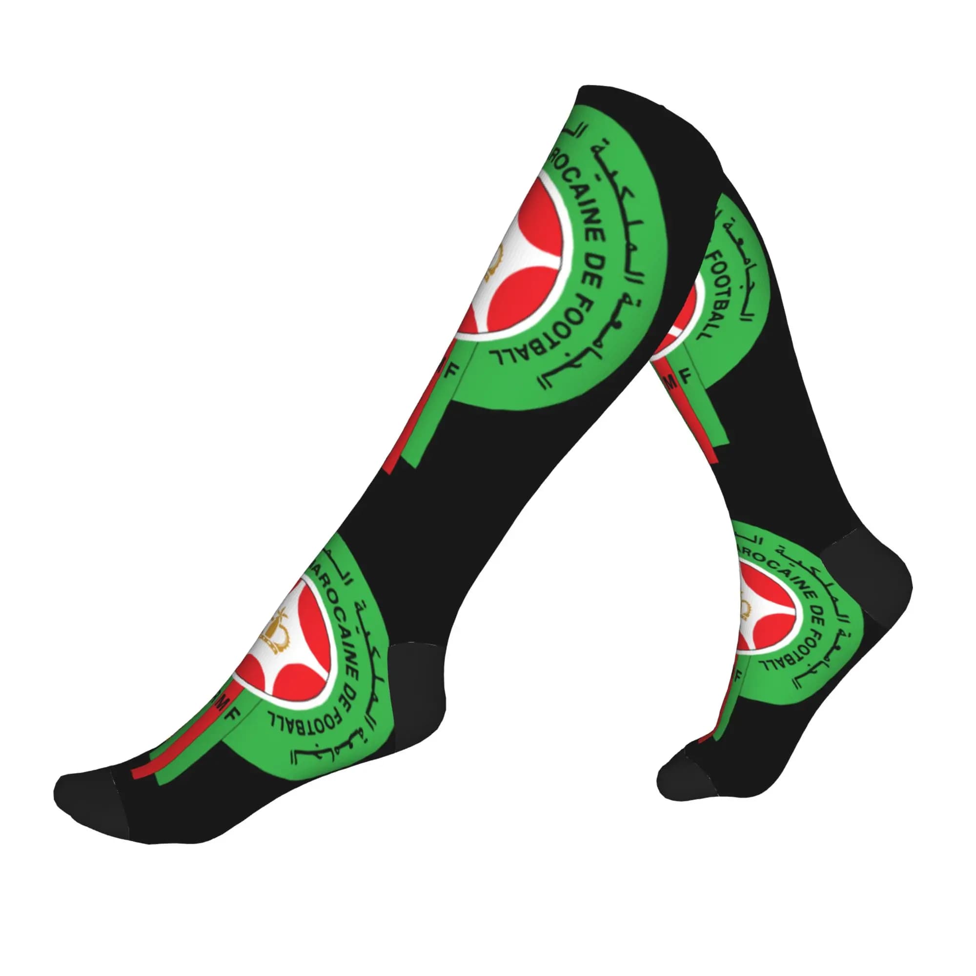 Calzini con stemma marocchino alla moda per uomo e donna, calzini sportivi a compressione con stampa 3D, calzini sportivi da calcio