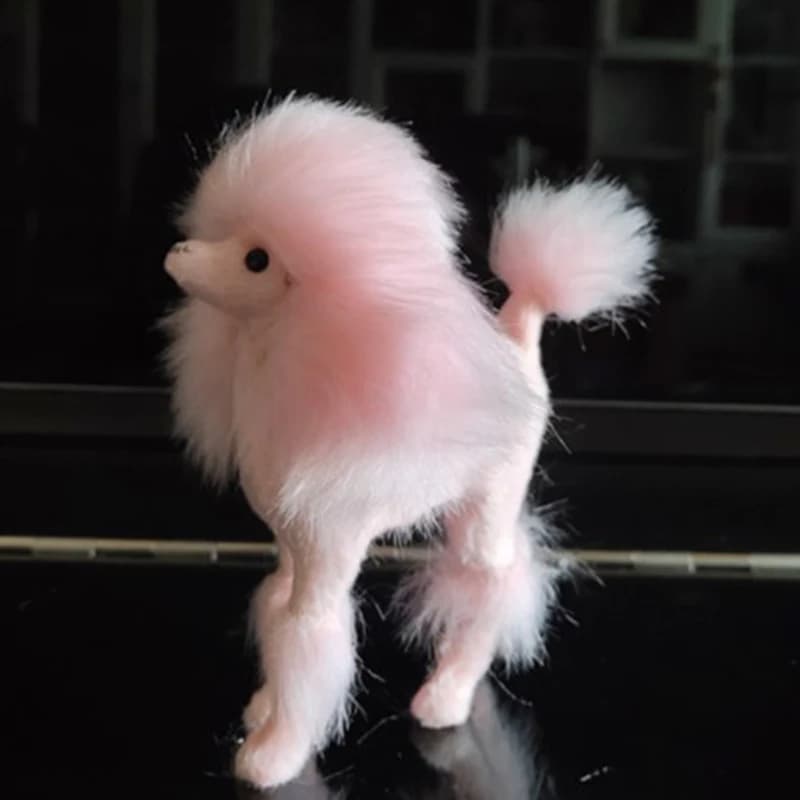 Kawaii rosa barboncino figura simulazione cucciolo di cane peluche artigianato fatto a mano ornamento per la decorazione dell'ufficio domestico 11*9cm 2 colori