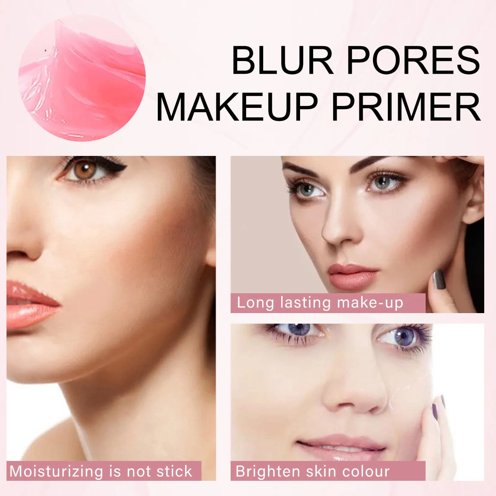 Primer per il viso Base per trucco Gel Correttore invisibile Idratante Pelle compatta Pori Primer Gel Crema Base Liquido Illumina