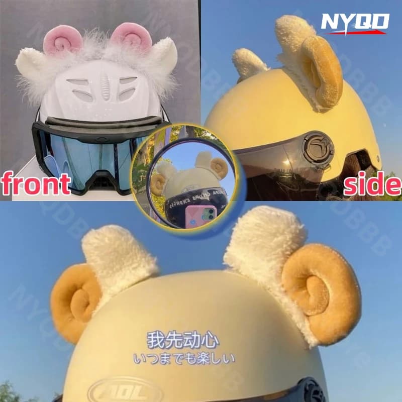 Nice helmet decoration with lamb ear Decoration for helmet with ear in wool roll for electric bike