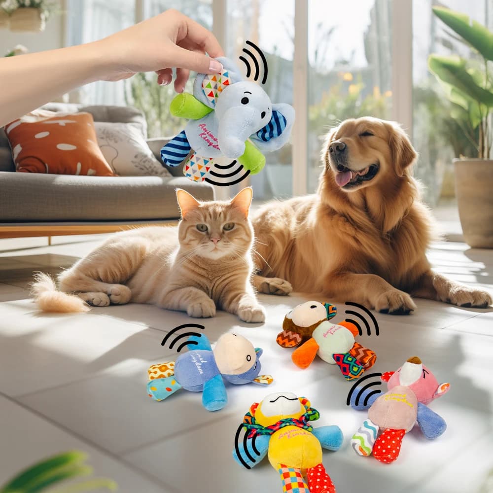 Giocattoli per cani Giocattoli per cuccioli Simpatici cigolanti con carta increspata Peluche ripiene Giocattoli per cani per cani di piccola taglia media grande