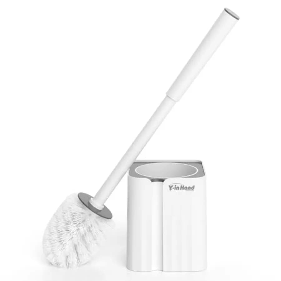 Curated Picks Toilet Bowl Brush and Holder Set, Compact Toilet Scrubber Brush for RV and Bathroom Cleaning, Durable Classic 360