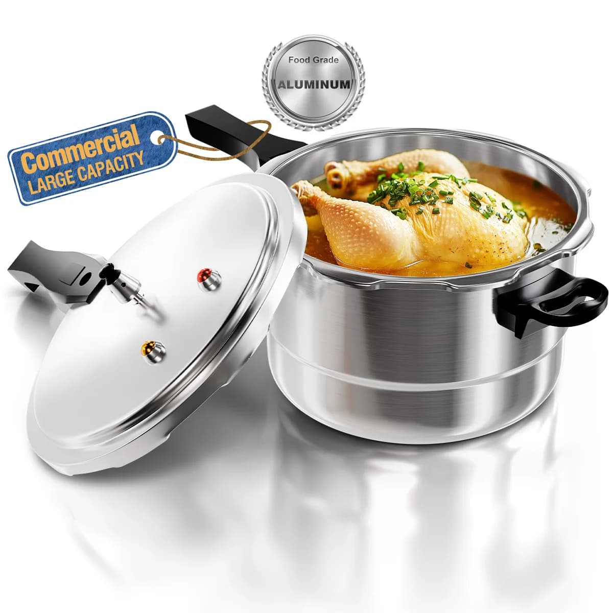 Pentola a pressione in alluminio WantJoin da 6-16 Qt con valvola di rilascio e dispositivi di protezione, compatibile con gas e induzione, rack incluso