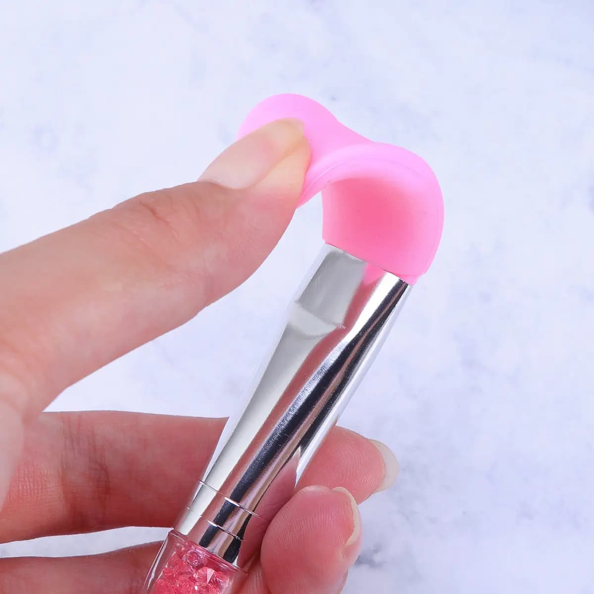 1 Pezzo Pennello in Silicone per Maschera Viso con Elegante Manico in Strass per Miscelare Maschere Fango Cura della Pelle Bellezza Trucco Regalo Donna