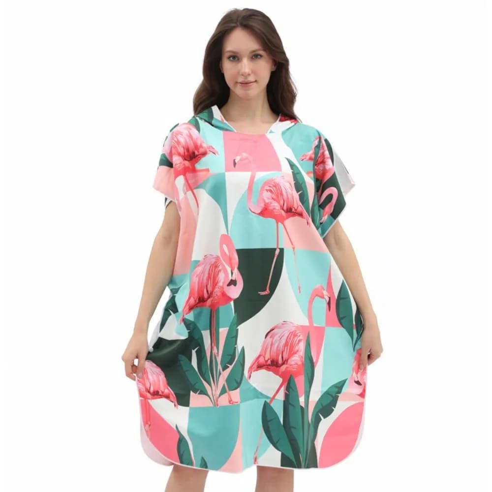 Accappatoio da Donna con Motivo Fenicottero 31.5x39 Pollici, Asciugamano Indossabile in Microfibra ad Asciugatura Rapida, per Campeggio, Fitness, Nuoto e Spiaggia