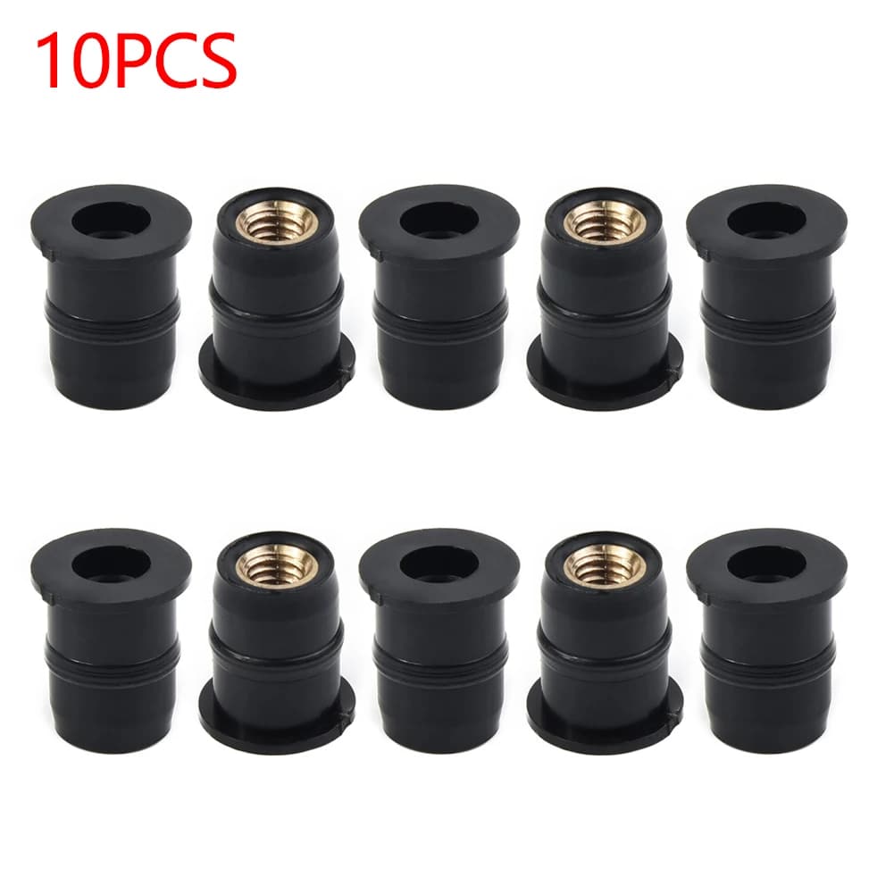 10PCS Motorcycle Windshield Rubber Nuts M5 5mm Metric Rubber Well Nuts For Motorcycle Decoration Modified ATV Applications