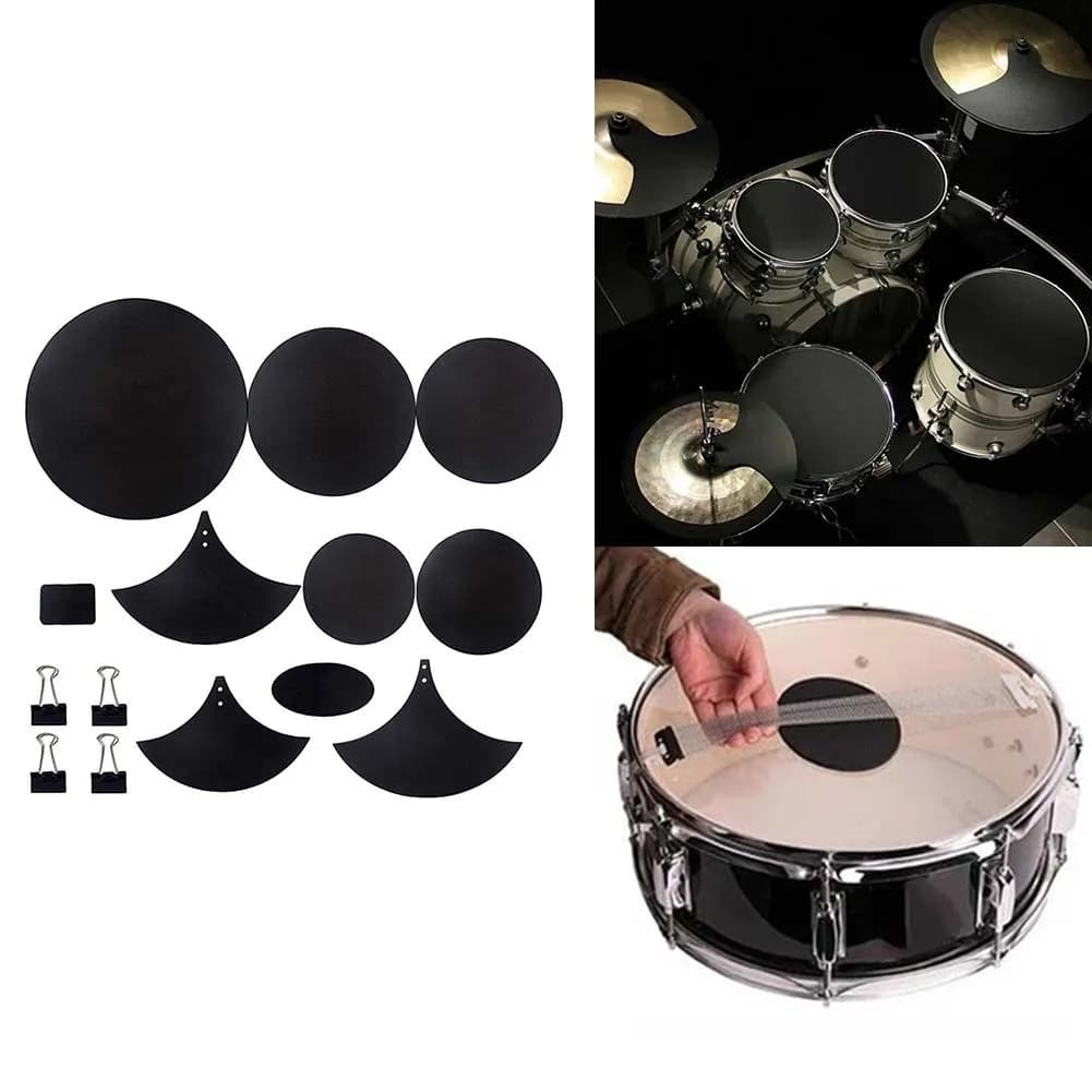 Set di 14 Pad Silenziosi per Batteria, Cuscinetti in Gomma per Pratica di Batteria, Pad Silenziosi per Piatti, Strumenti Musicali