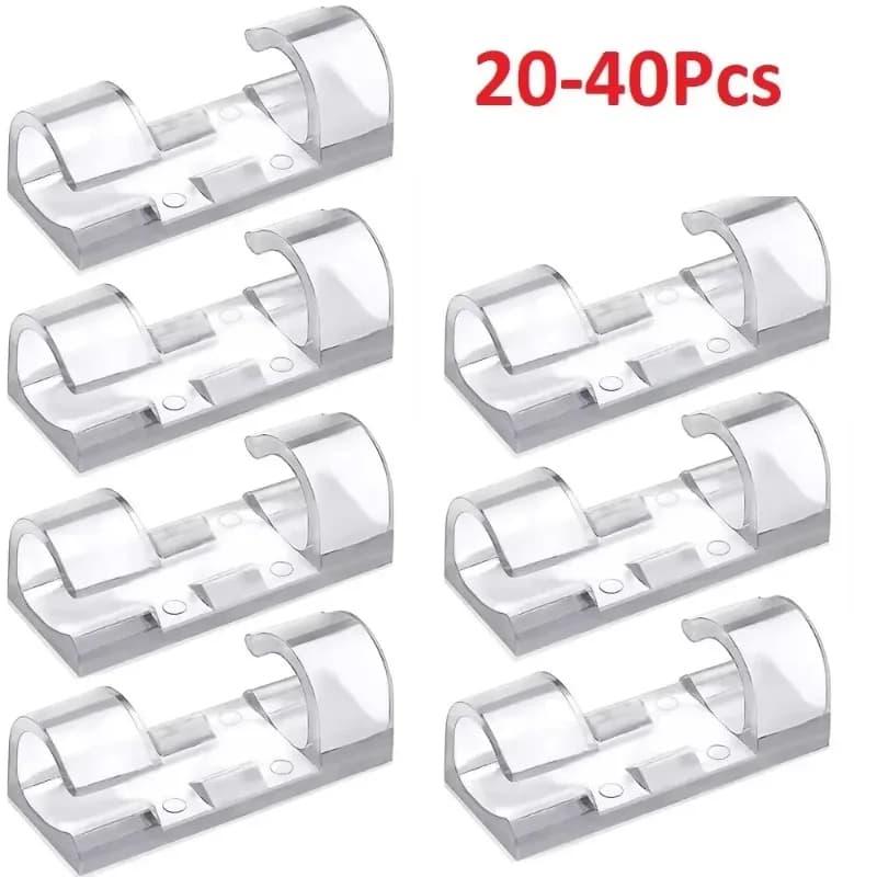 Set di supporti per cavi da 20 a 60 pezzi, clip per la gestione dei cavi, utilizza per cavi di ricarica dati USB, organizer per bobine per montaggio a parete