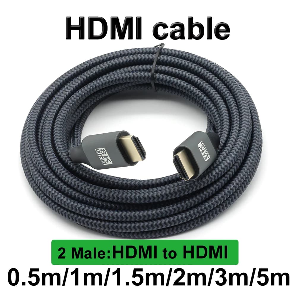HDMI 2.1 Cable 8K 48Gbps Braided Nylon Cord 8K@60Hz 4K@120Hz Dynamic HDR eARC For PS5 Xbox Series X HDTV PC Laptop Projector