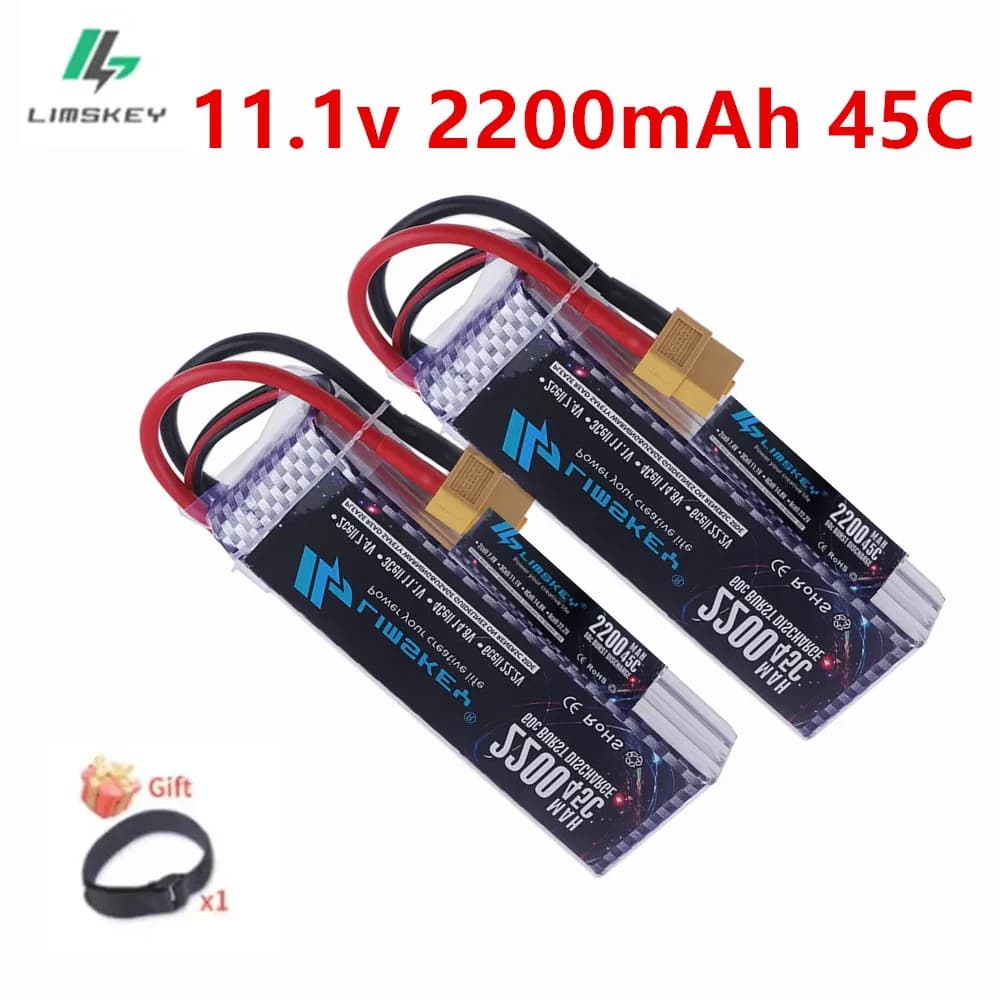 Batteria LiPo 11.1V 2200mAh 3S 45C per Elicotteri RC, Aerei, Quadricotteri, Auto con Connettore T/XT60