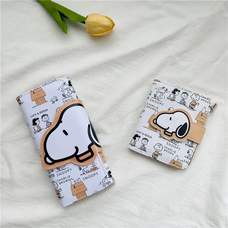 Snoopy Cartoon Wallet PU Leather Bifold Long Short Purse Zipper Coin Pocket Card Holder Money Bag for Adults Fashion Accessory