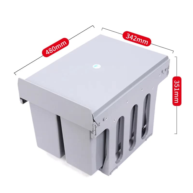 Built-in Sorting Waste Bin for 400 Cabinet, Detachable 15L Plastic Inner Pots, Pull-out Design Saving Kitchen Space