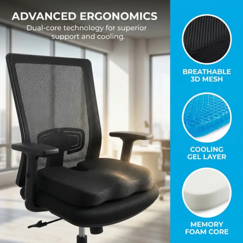 Cuscino Ergonomico in Memory Foam per Emorroidi, Imbottitura per Sedia da Ufficio, Cuscino per Alleviare la Pressione durante Lunghi Periodi Seduti, per Lavoratori d'Ufficio e Studenti