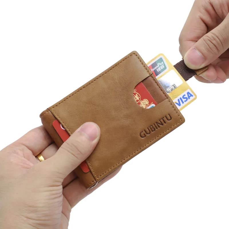 Nuovo arrivo RFID blocco mini portafoglio da uomo in vera pelle borsa da uomo sottile con morsetto in metallo piccolo fermasoldi porta contanti per uomo