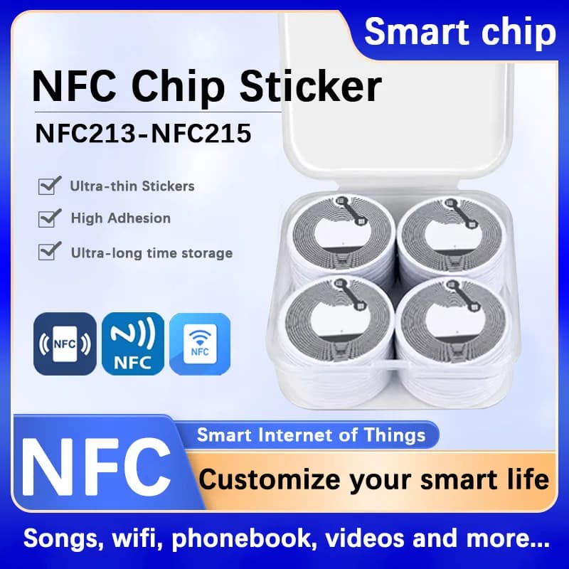 Protocollo adesivi NFC bianchi ISO14443A13.56MHz NTAG 213 215 Etichetta universale Tag RFID e tutti i telefoni NFC 25mm