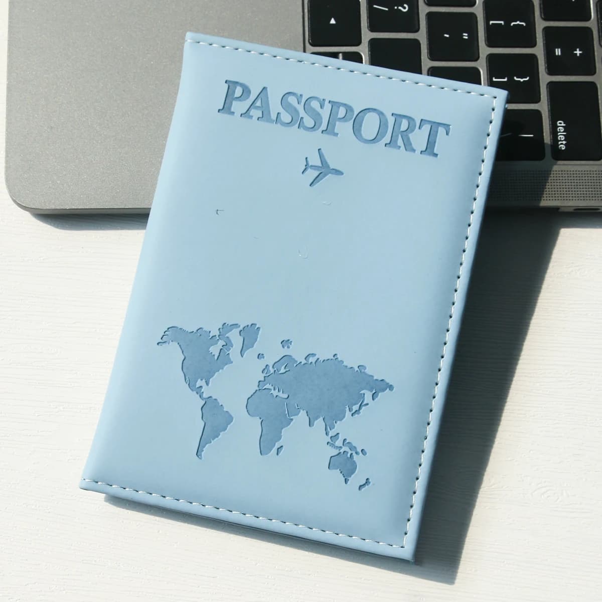 Custodia protettiva per passaporto da viaggio custodia protettiva per passaporto per coppia semplice PU mappa dell'aeroplano borsa per documenti con copertina per passaporto da viaggio