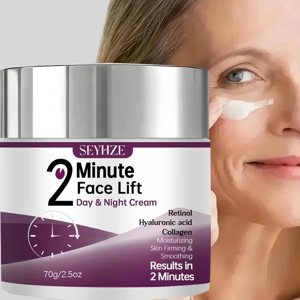 SEYHZE Face Cream Lifting Day and Night 2 Minutes with Hyaluronic Acid, Retinol and Collagen - 2.5 Oz/70g - 1.4 Oz/40g Suitable for