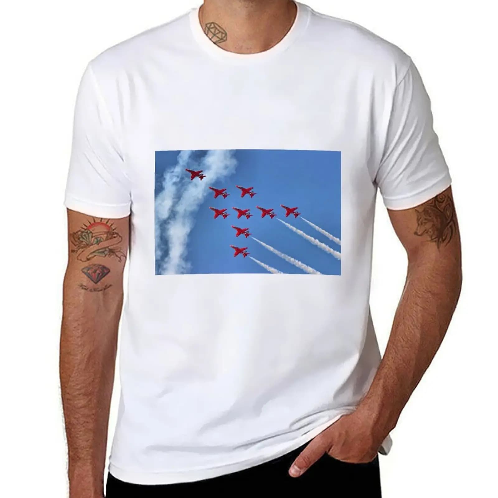 T-shirt The Red Arrows - Eagle Roll - Farnborough 2014 T-shirt semplice casual in cotone a maniche corte