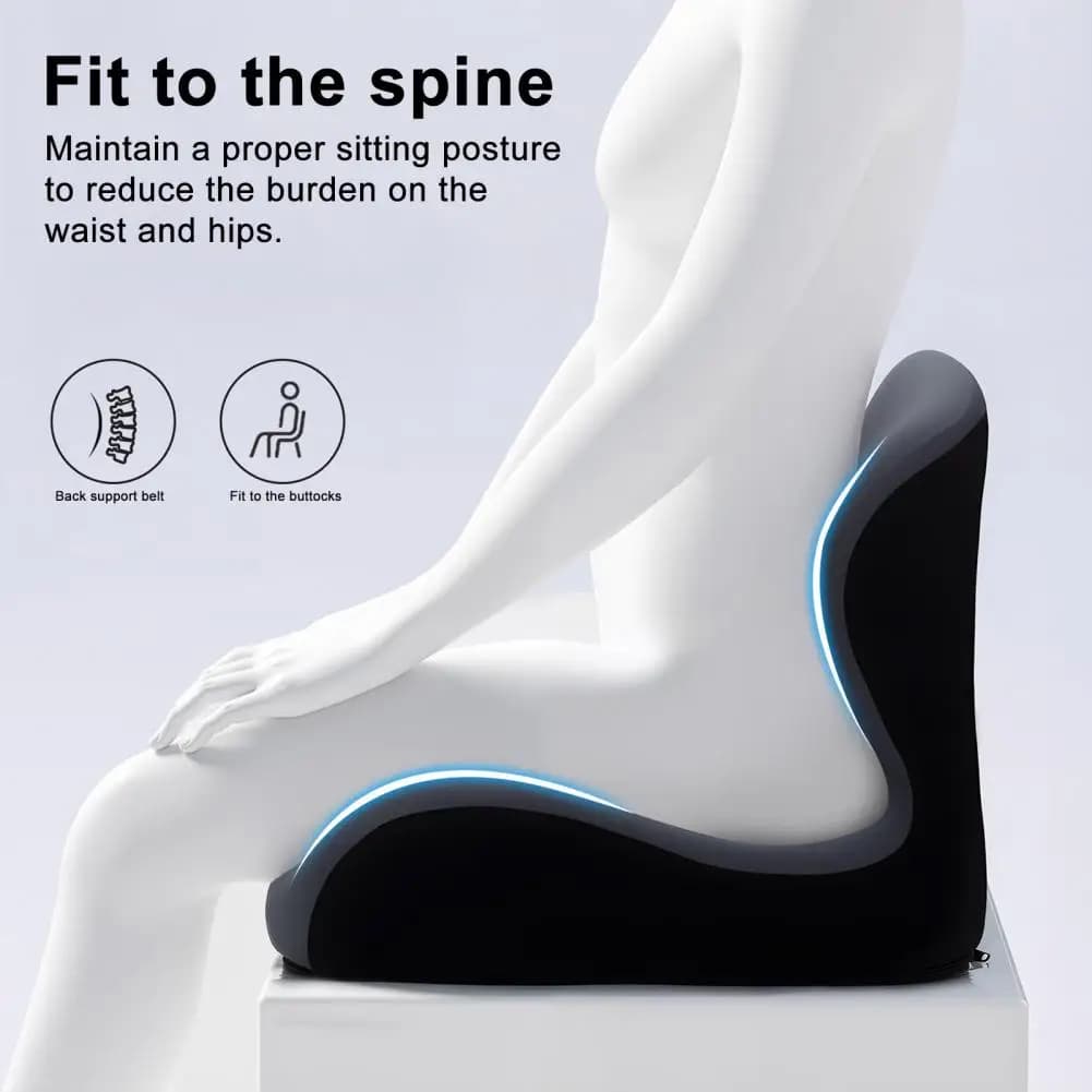 Cuscino del sedile per sedia da ufficio Cuscino per alleviare il dolore al coccige Set di cuscini ergonomici per schienale del sedile in memory foam per alleviare la pressione
