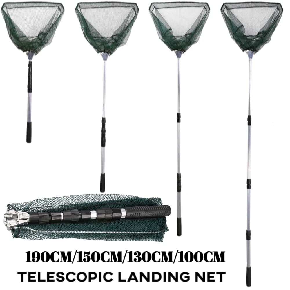 Guadino Retrattile Pieghevole 1.9m/1.5m/1.3m, Rete da Pesca Telescopica Portatile per Mare e Acqua Dolce, Ideale per Carpe e Pesca a Mosca