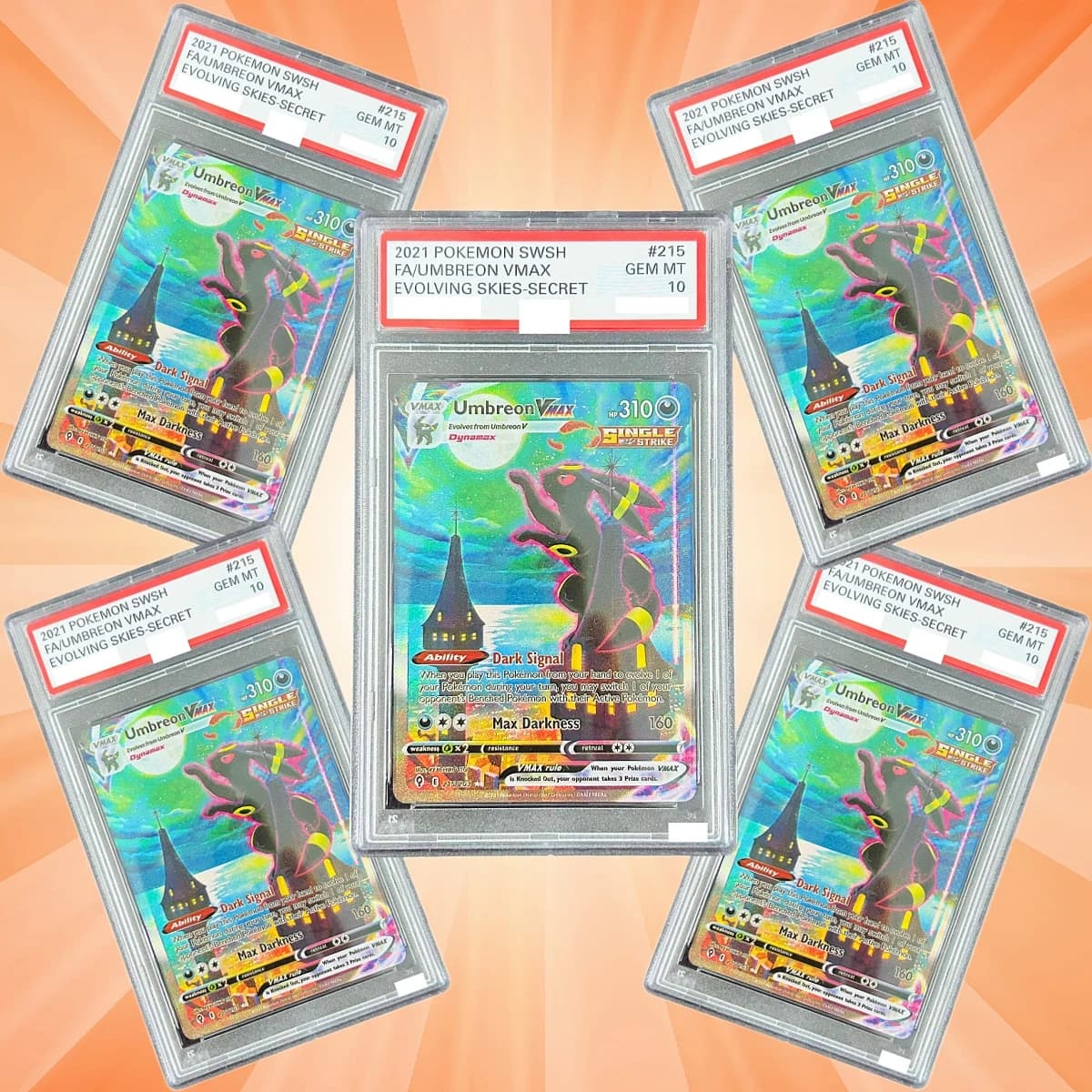 Umbreon VMAX 215/203 EN Version Collectible Grade Cards DIY Foil Texture Cards Perfect Condition Premium Anime Collection Cards