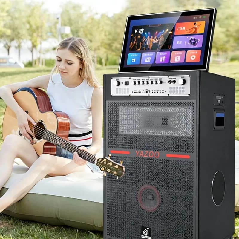 New Design Portable Karaoke Singing Machine Audio Touch Screen Trolley Speaker 18Inch With 22INCH LED Screen Projector