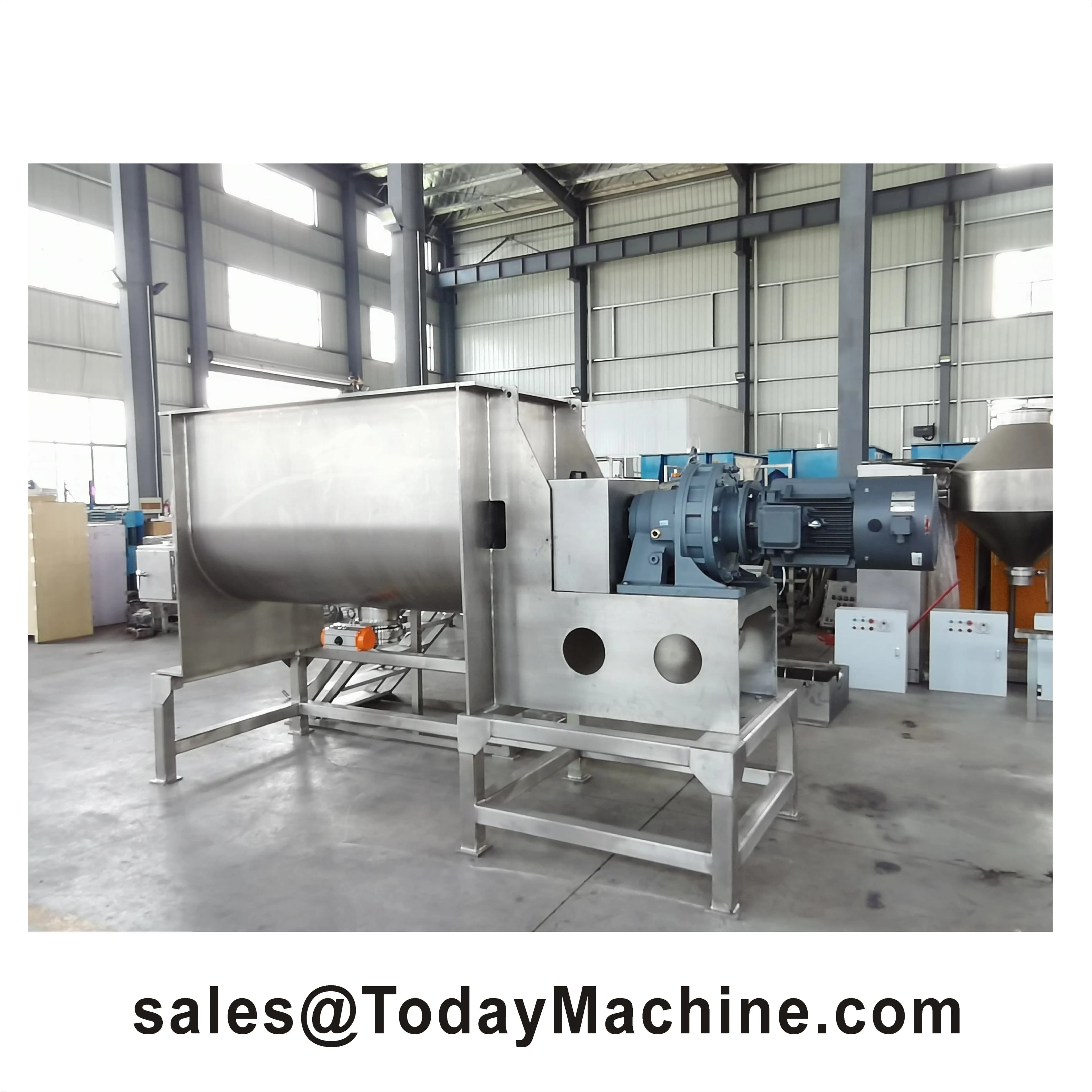 Horizontal conveyor for dry powder, double helical mixer