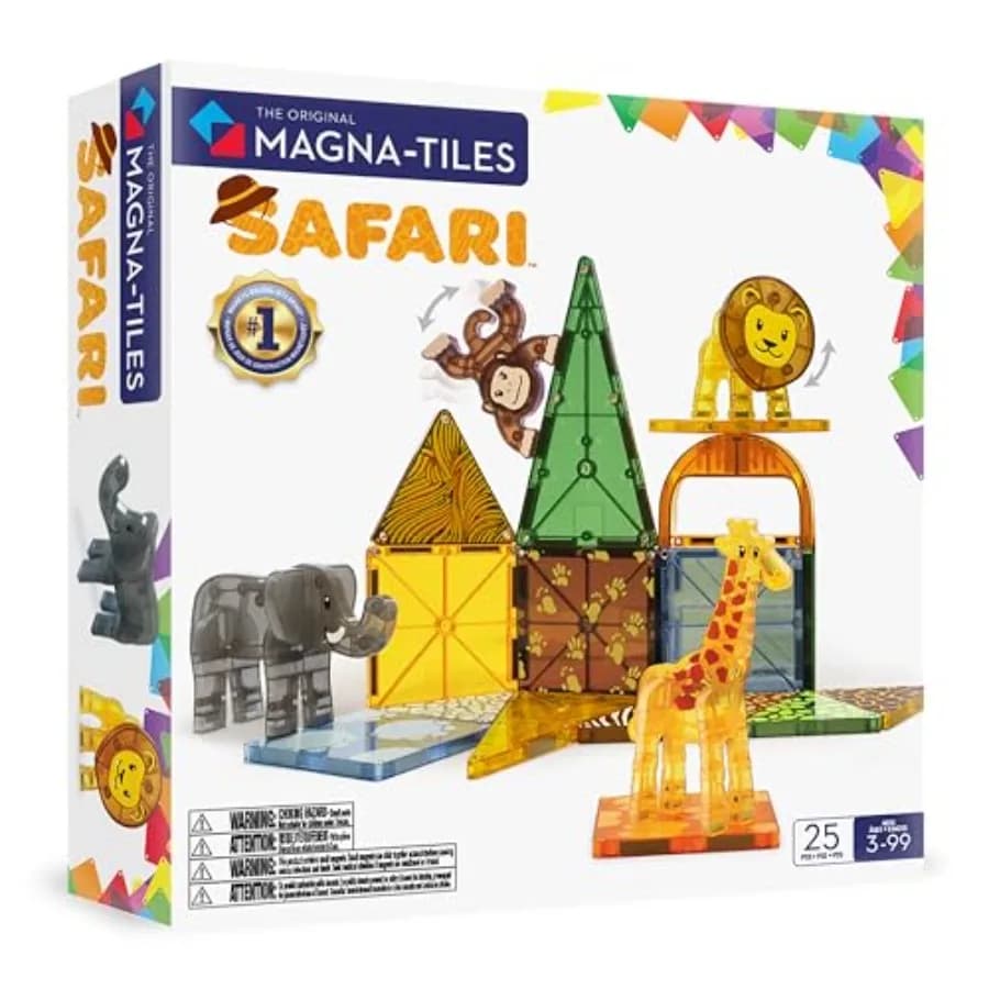 MAGNA-TILES Set di Costruzioni Magnetiche Safari Animals da 25 Pezzi - Il Marchio ORIGINALE di Costruzioni Magnetiche
