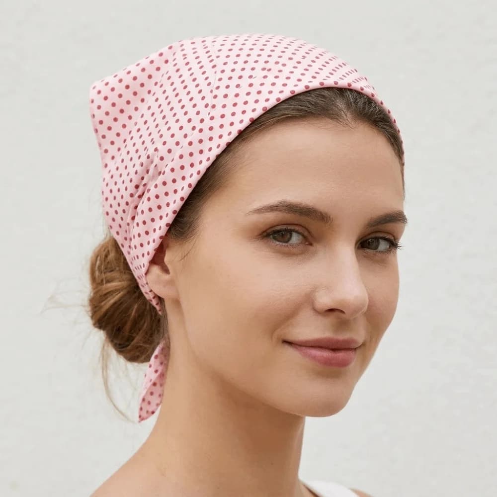 Sciarpa Triangolare Vintage a Pois Tinta Unita, Bandana Sottile in Poliestere, Leggera, per Capelli o Polso, Ideale per Club