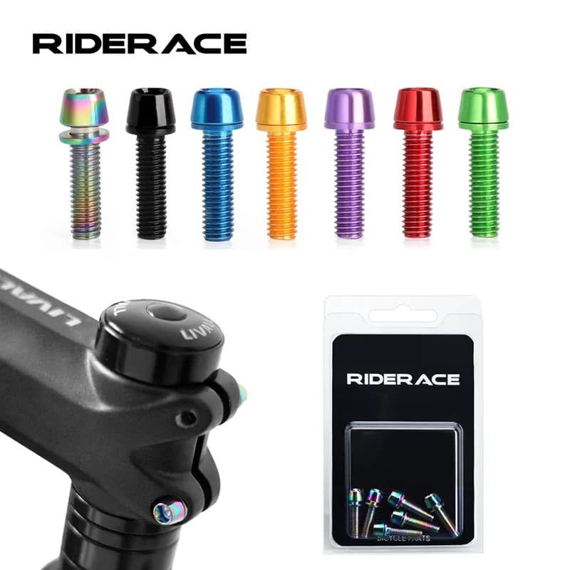 Set of 6 screws for handlebar bike colored steel plated titanium M5*18MM, fixing screws for handlebar MTB