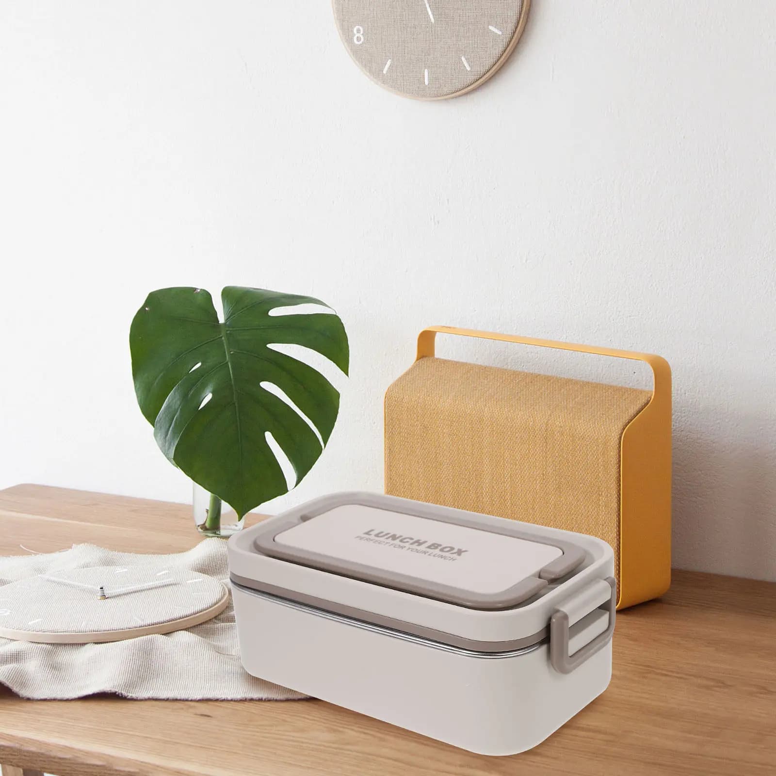 Contenitore per Pranzo Bento Box Portatile in Acciaio Inossidabile con Coperchio, Porta Cibo Compartimentato Riutilizzabile per Scuola, Lavoro, Campeggio