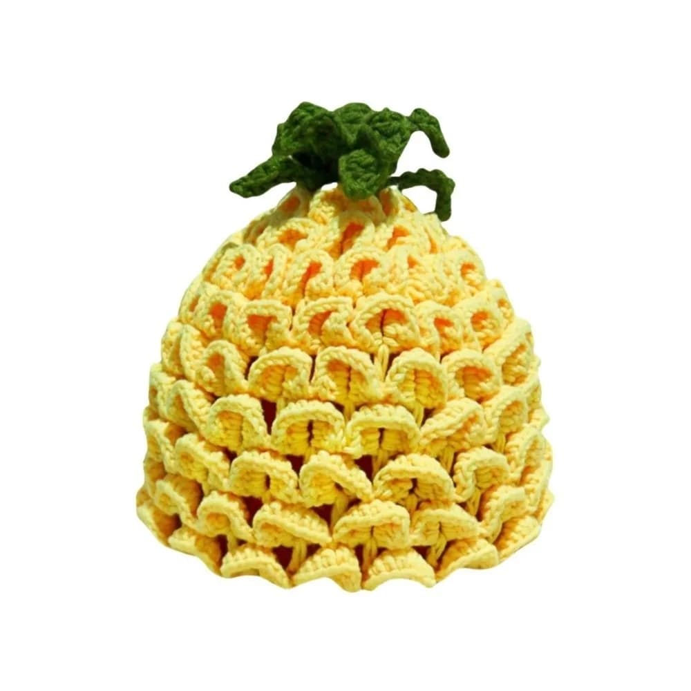 Lemon Creative Knitted Fruit Hat Warm Thick Strawberry Pullover Cap Handmade Playful Pineapple Beanie Cycling