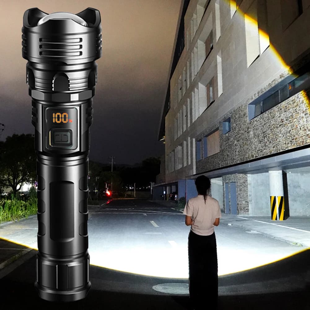 10W Telescopic Focus Torch USB Charging High Power Flashlight Power Display Super Bright Flashlight Waterproof for Power Outages