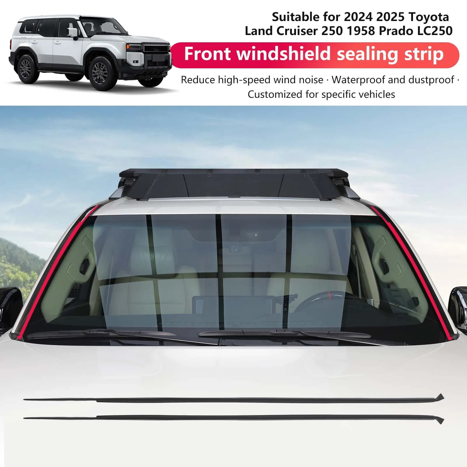 Guarnizione in Silicone per Parabrezza Anteriore Adatta per Toyota Land Cruiser 250 2024 2025 Prado LC250 1958
