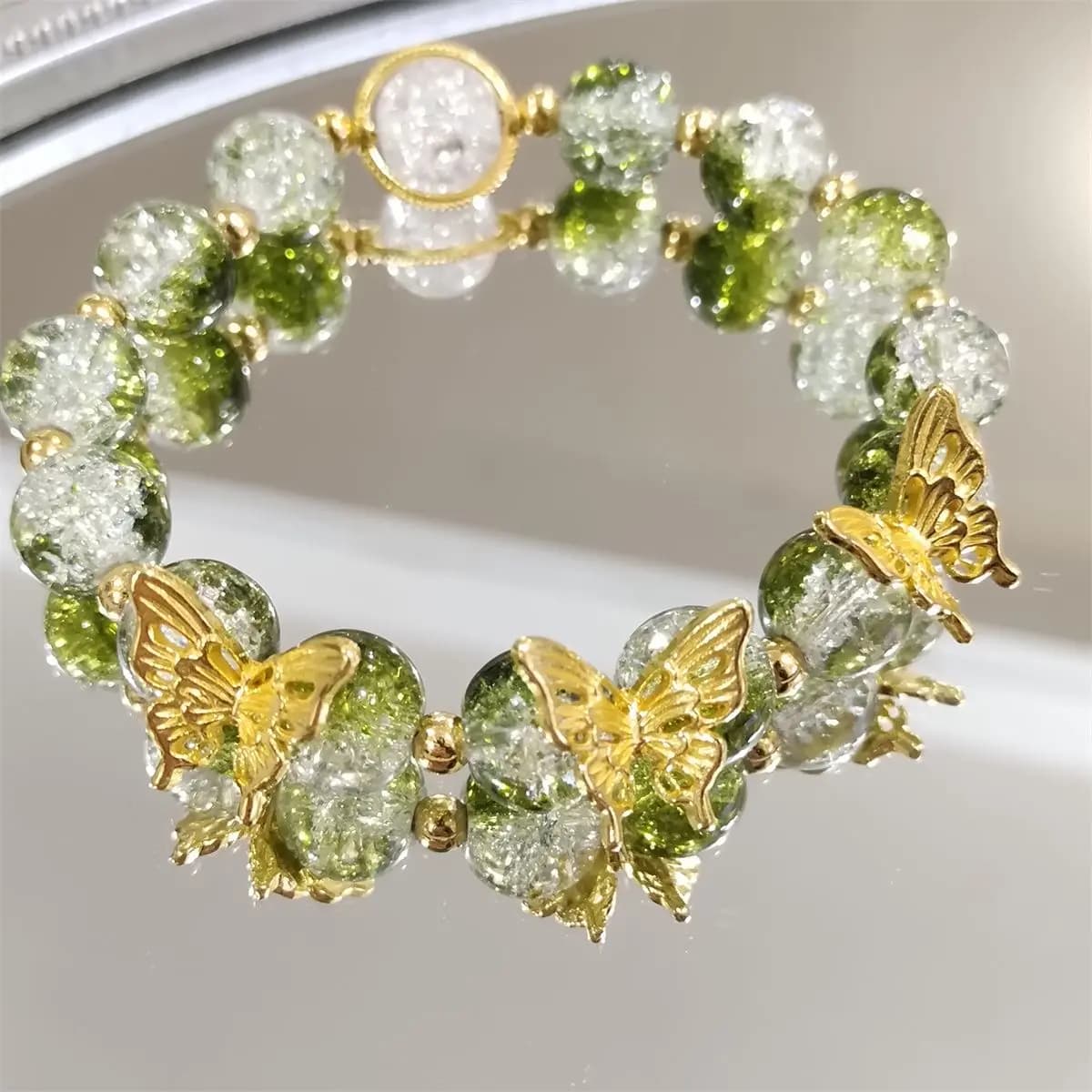 Esplosioni estive Bracciale con farfalla rotta in giada super fata da donna Ins Niche Light Luxury All-Match Student Girlfriend Gift