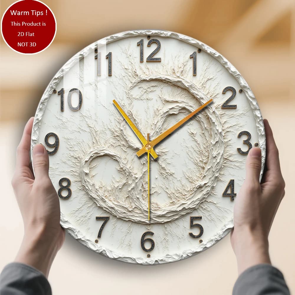 Tempered glass wall clock with woven spiral pattern similar to cream, suitable for wall decorations or table displays everywhere