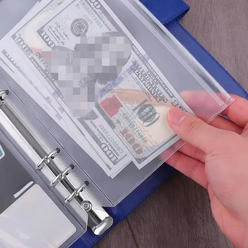 10PCS PVC Raccoglitore Tasca Buste per contanti A5 A6 A7 Cartelle con cerniera Buste Organizzatore di denaro Archiviazione di documenti economici Inserti a fogli mobili