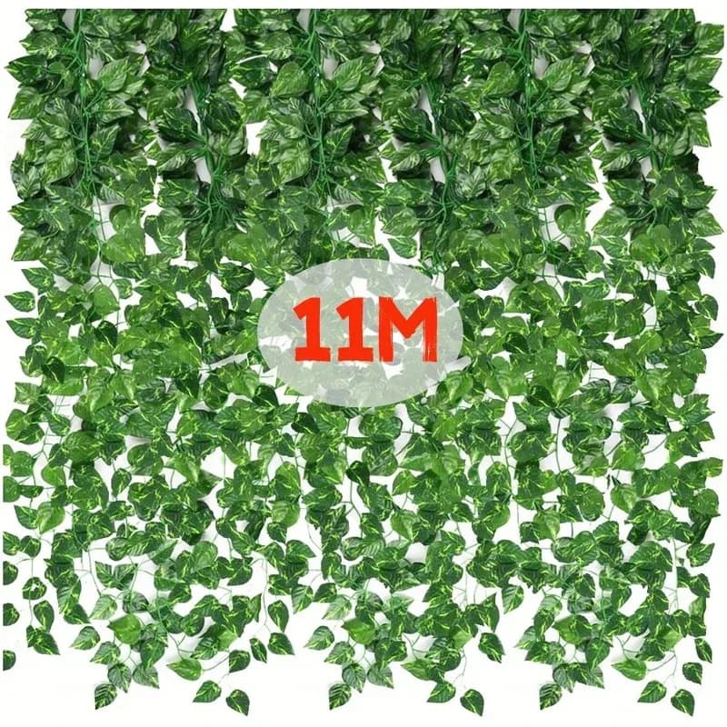Ghirlanda di Foglie d'Edera Artificiale 11M, Pianta Finta Rampicante per Decorazioni da Esterno, Giardino, Muro, Matrimoni, Feste e Casa