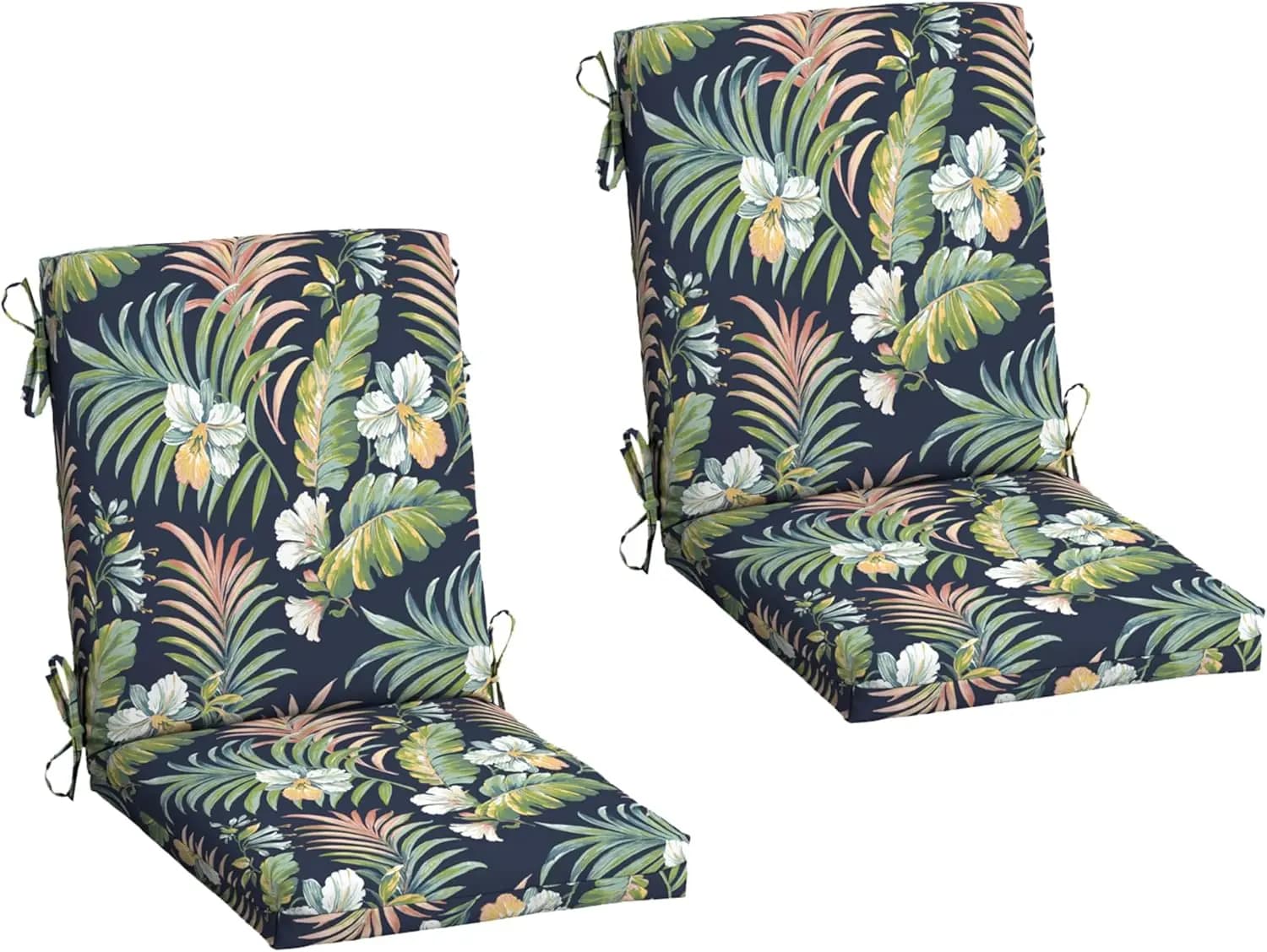 Confezione da 2 cuscini per sedie da pranzo da esterno, 20x44, resistenti alla pioggia e allo sbiadimento, colore Simone Blue Tropical