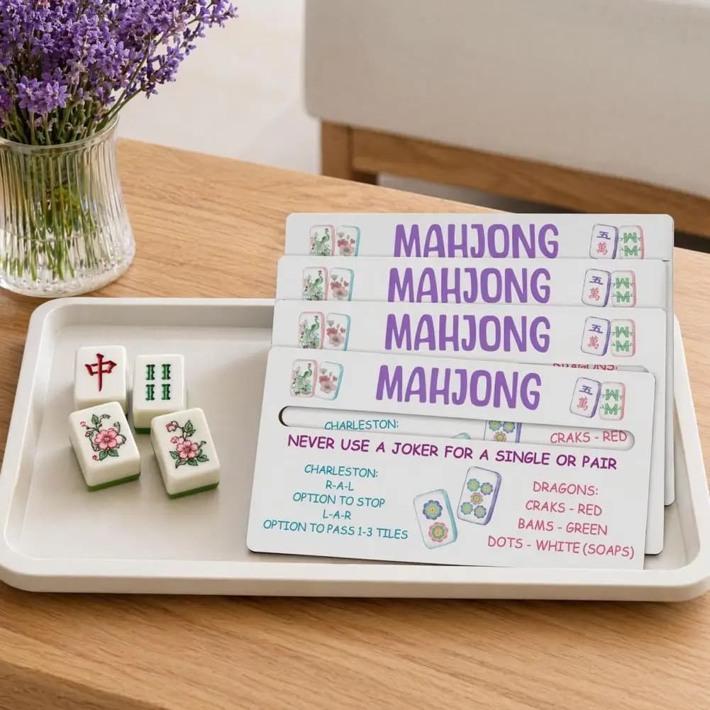 Mahjong Core Rule Prompts 4 Pcs Mahjong Line Reader with Scoring Card Rules Sliding Tile Guide for Nmjl Tile for Beginners