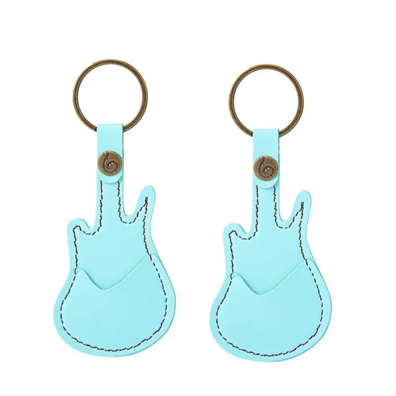 AEF5 - Custodia in pelle per plettri da chitarra con portachiavi, porta plettri, borsa per plettri da chitarra, idea regalo