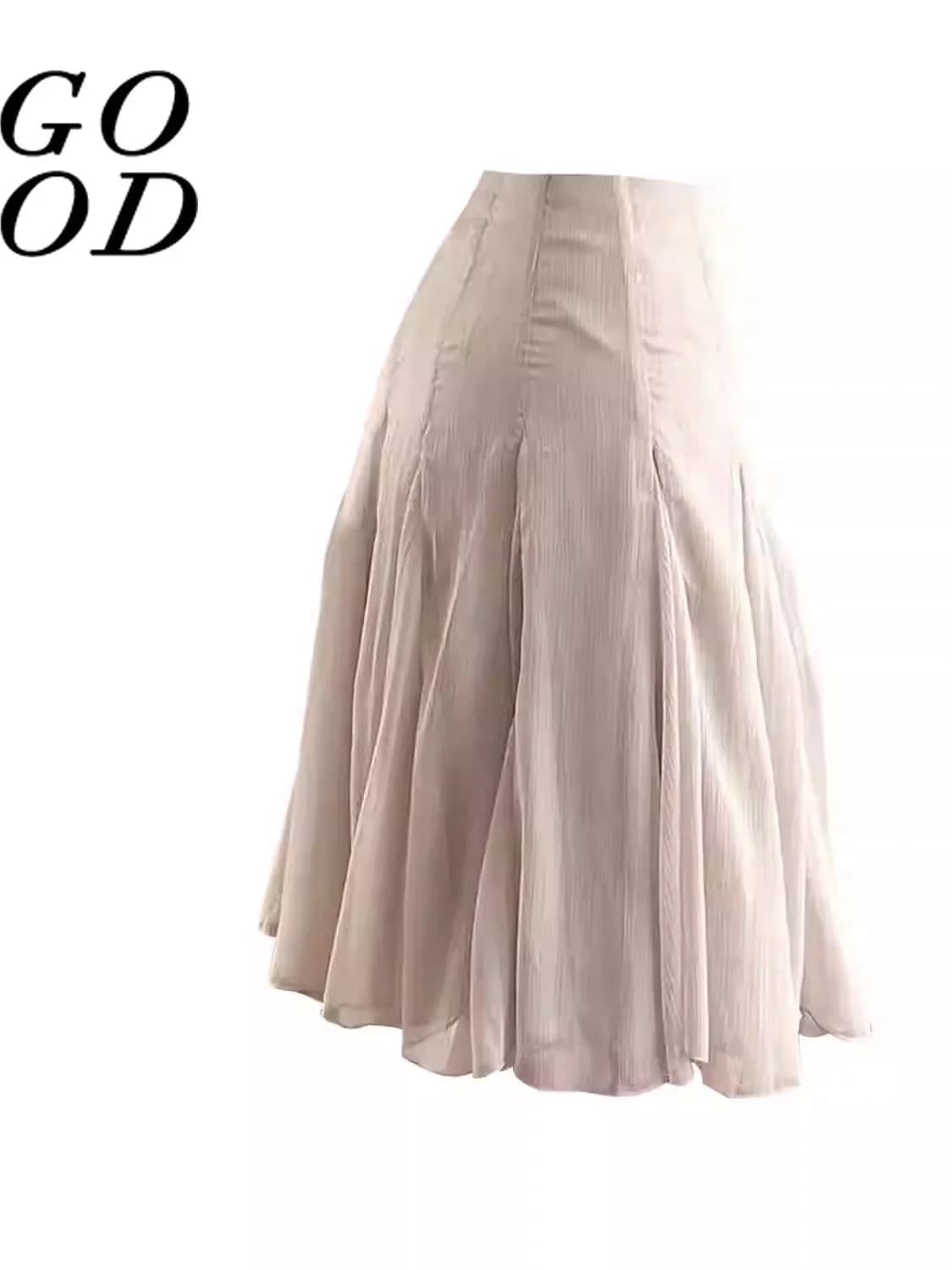 Romantic Heavy Work Multi-Piece Patchwork Half Skirt Women's Summer New Pleated A-Line Skirt Versatile High Waist Pleated Skirt