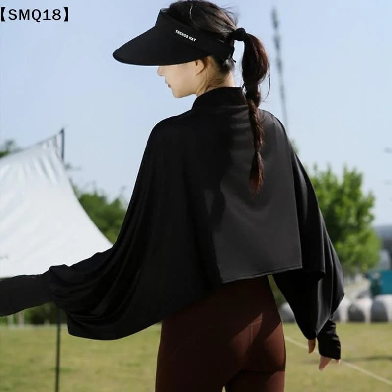 Casual Women's Sunscreen Shawl Solid Color Breathable Sunscreen Capes Long-sleeve Ice Silk Thin Coat Summer Outdoor【SMQ】