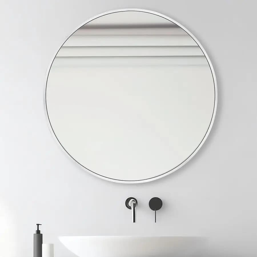 Specchio rotondo argentato da pollici, specchio da parete circolare con cornice in metallo, per bagno, toeletta, camera da letto, soggiorno, ingresso