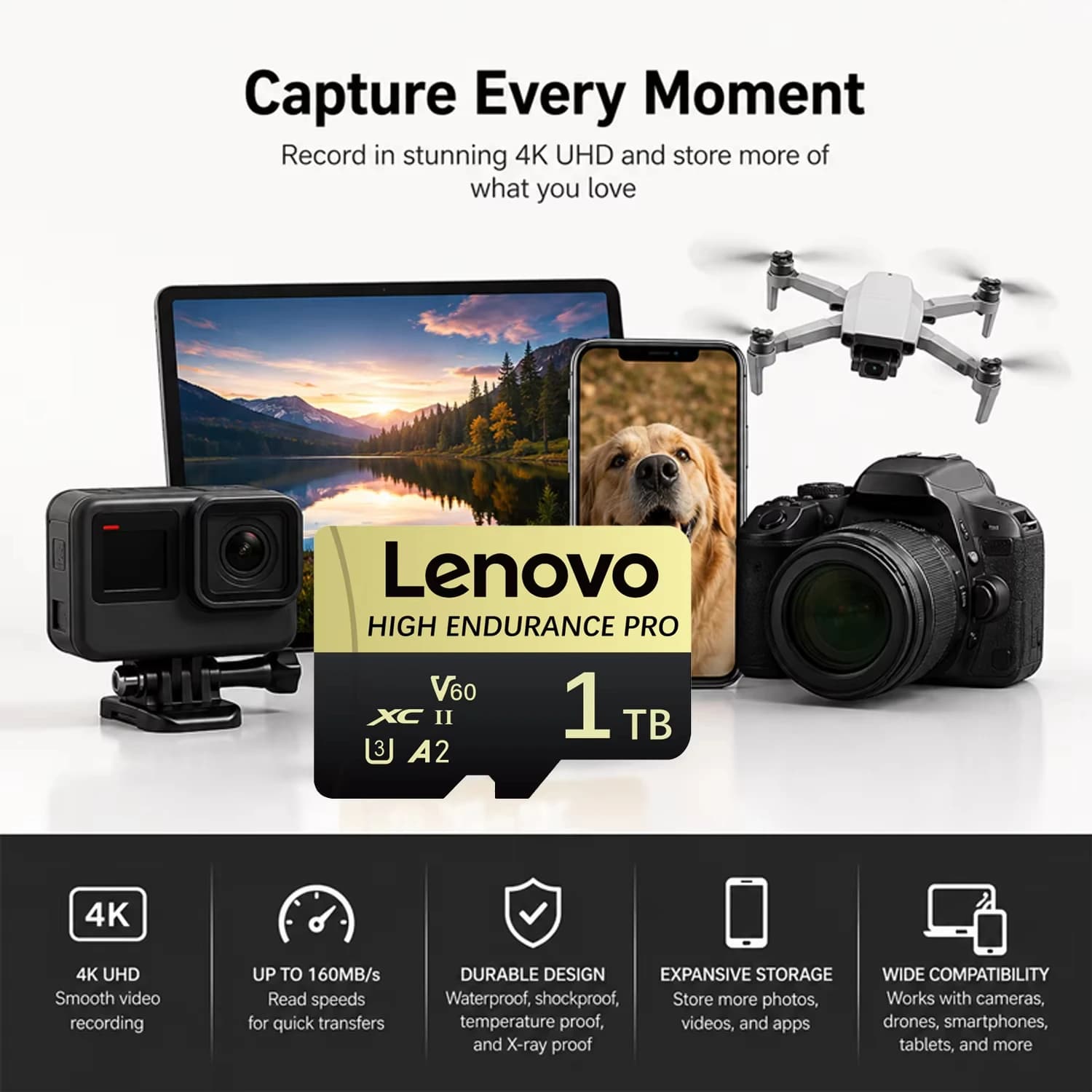 Lenovo A2 V30 U3 Micro SD TF Card Class10 High Speed Memory Card 128GB-2TB For Switch Mobile Phone PC Dashcam